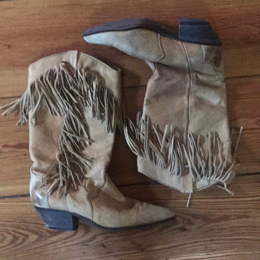 Vintage Acme Leather Fringe Cowboy Boots